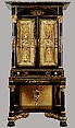 Secretary-bookcase, Possibly by Robert Fisher (American, active 1824–37), Ebonized mahogany, mahogany, mahogany veneer, gilding, bronzing, stamped brass ornaments, and glass (secondary woods: pine, poplar, cherry), American